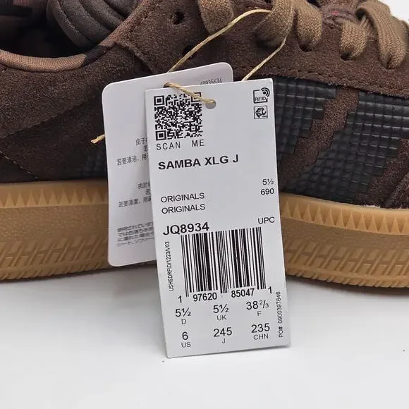 adidas Samba XLG x Minecraft Kids Sneakers Shoes JQ8934 Brown Size 6 New